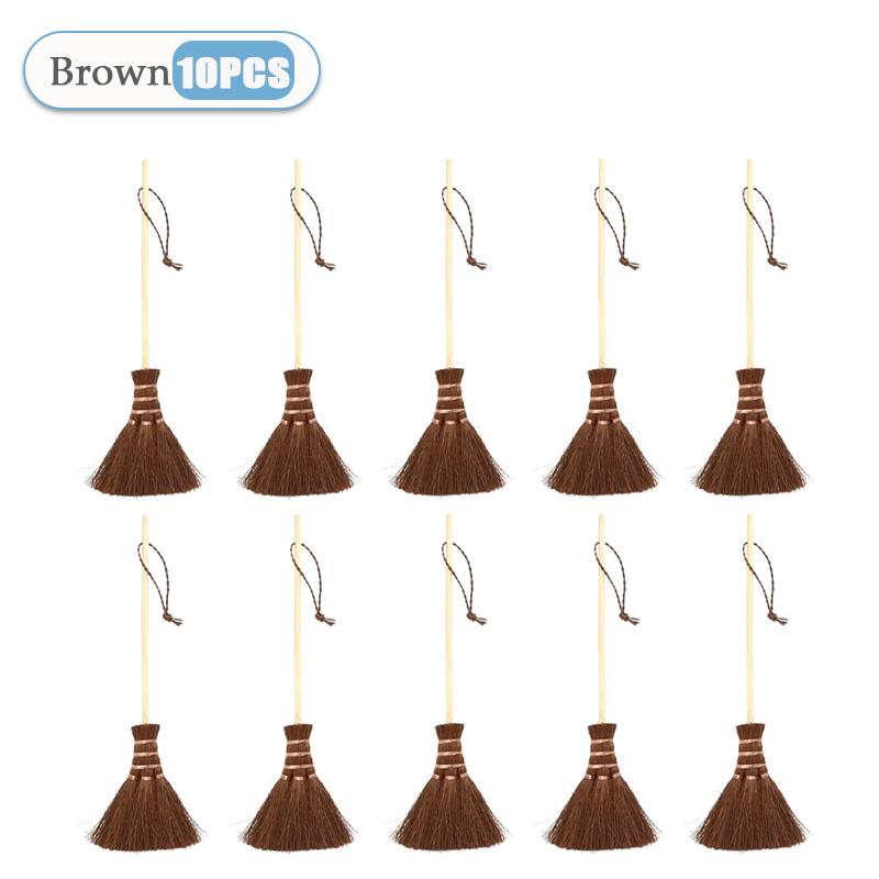 1-10PCS Mini Soft Hair Brooms Wood Floor Sweeping Straw Braided Keyboard Brush Witch Miniature Straw Brooms Dollhouse Decoration
