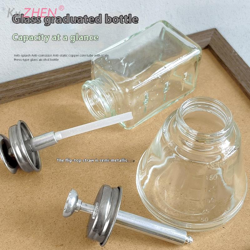 1pc Nail Storage Refillable Glass Bottle Empty Liquid Press Pump Dispenser Nail Art Polish Remover Cleaner Makeup Manicure Tools