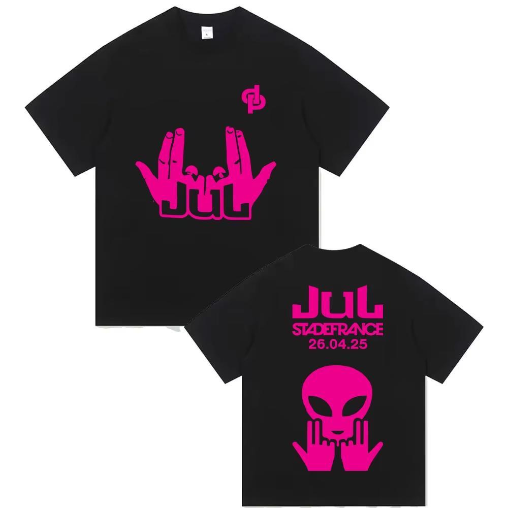 

French New Rap Jul Tour Album 2026 T-Shirts Man Woman Pop Music Fashion Short Sleeve T Shirt Vintage High Quality Cotton T-sh... S разноцветный