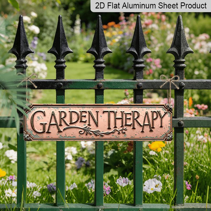 2D Flat, 15.7×3.94inch Vintage Funny Rust Texture "GARDEN Relax" Vintage Aluminum Metal Wall Plaque - Rustic Vintage Decorative Sign for Living Room