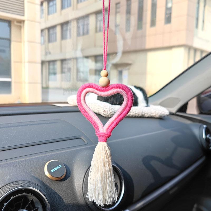 1Set Ornament Party Decoration Hanging DIY With Wood Beads Heart Jute Rope Tassel Craft Christmas Tree Heart Shape