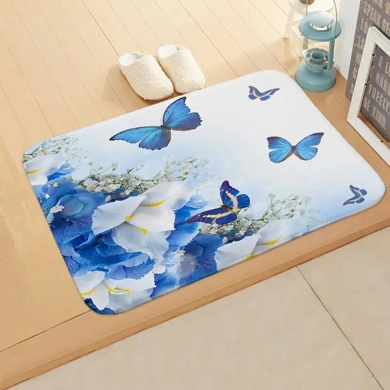 Butterfly Series Welcome Door Mat Non-slip Bath Kitchen Rugs Home Room Decoration Easy To Clean Entryways Entrance Floor Carpet