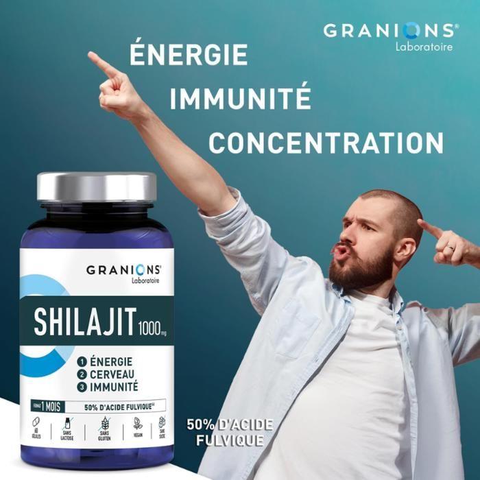 Granions - SHILAJIT 1000mg PURE HIMALAYA - Energie, Immunität & Konzentration - Reich an Vitamin B6 &; Fulvinsäure - 60 Kapseln