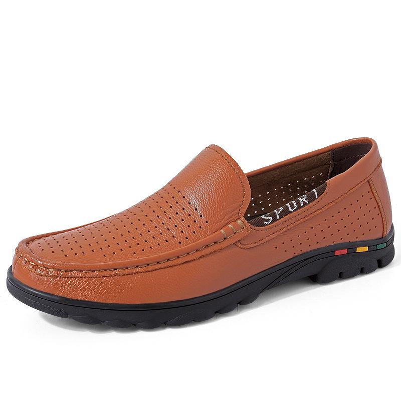 Men s Genuine Leather Slip-On Driving Shoes - Trendy and Casual Cowhide Loafers 44