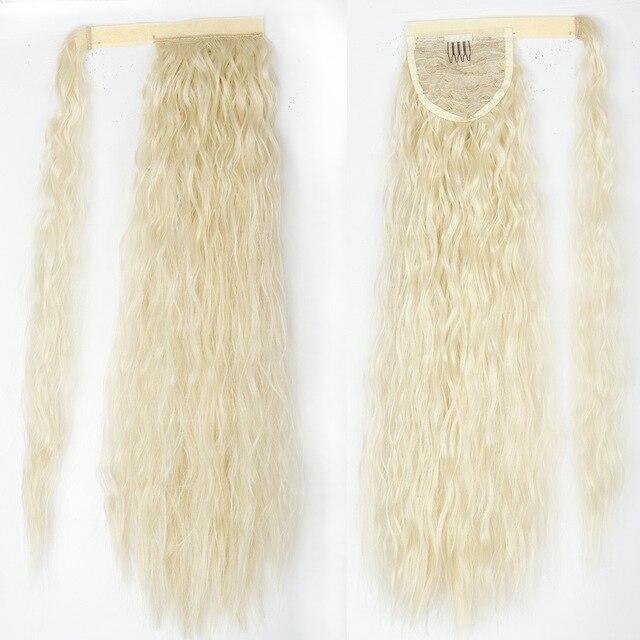 MERISIHAIR Corn Wavy Long Ponytail Synthetic for Women Hairpiece Wrap On Clip Hair Extensions Black Brown Pony Tail Blonde Hair