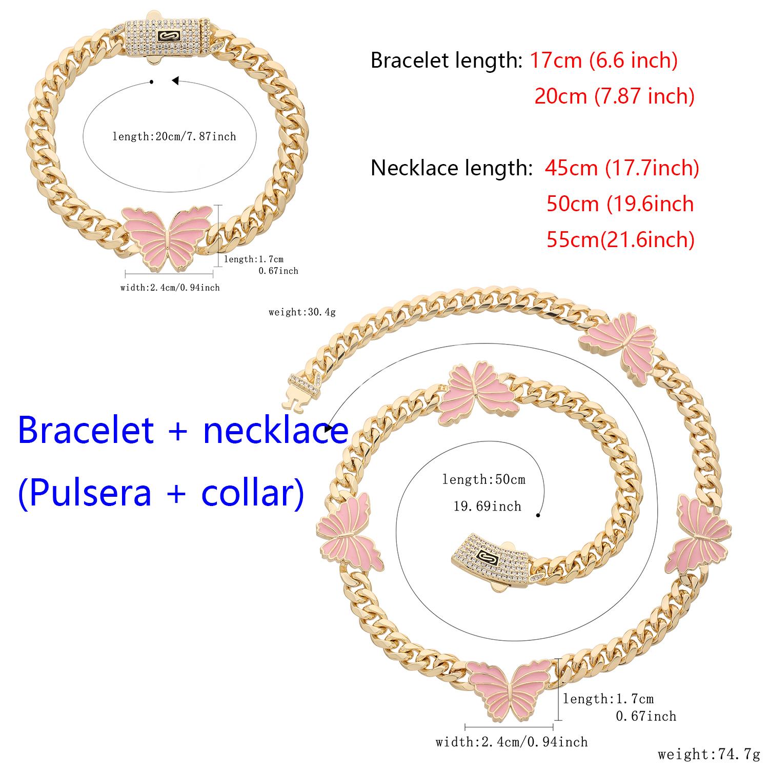 

Изысканная женская подвеска-бабочка, цепочка Монако, женский панк-браслет-ожерелье с разноцветной бабочкой, аксессуары для DIY-украшений, подарок 45cm17.72inch&17cm6.6inch