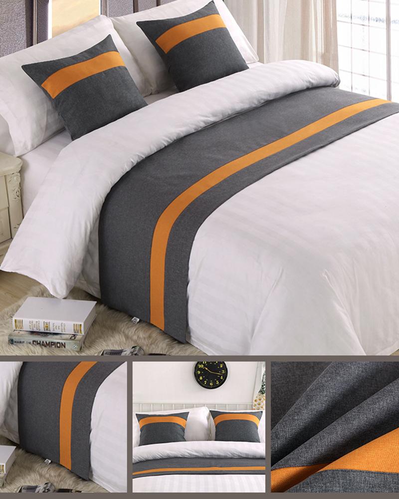 Nordic Style Simple Bed Flag Bed Runner With 2Pcs Pillowcase Home Hotel Wedding Decor Bed Spread Bedroom Decor Bed Tail Flag