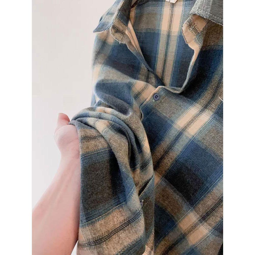 Women's Trendy Plaid Long-Sleeve Shirt Jacket for Autumn/Winter