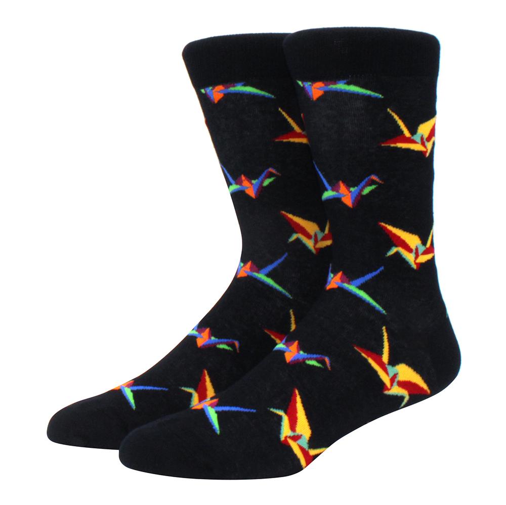 brand new men's socks colorful combed cotton crew socks Jacquard striped knee high socks for Funny men business casual dress