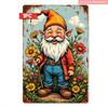 Tin Sign Gnome Flower Garden Rusty Vintage Metal Wall Decor Printing Rustic Cottage Style Hanging Plaque for Home Bar Cafe Gara