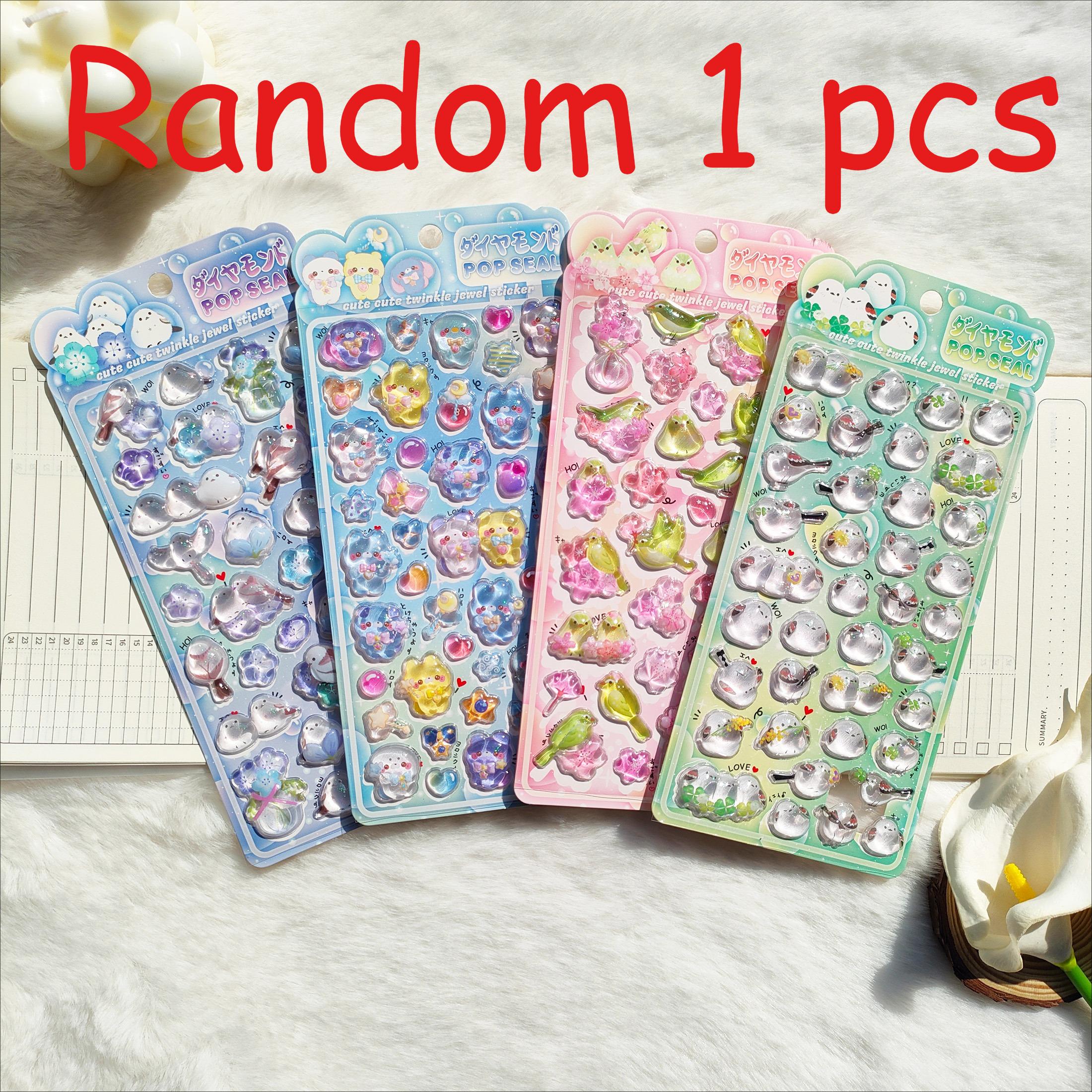 Cute 3D Solid Animal Sparkly Journal Stickers - Multicolor Cartoon Cute Decorative Stickers, Girly DIY Supplies