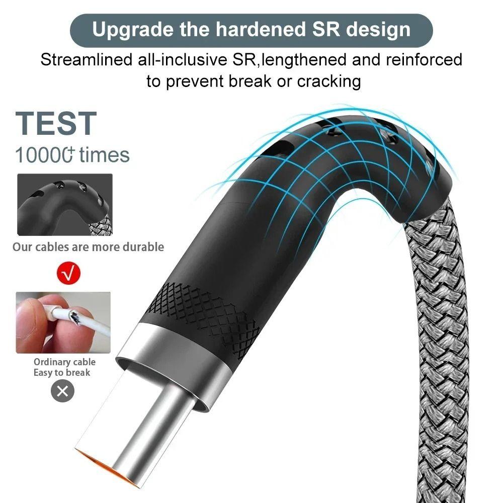 Weave USB TYPE C Cable Red/Black USB C Charging Cable Durable Extend Charging Cable  Mobile Device