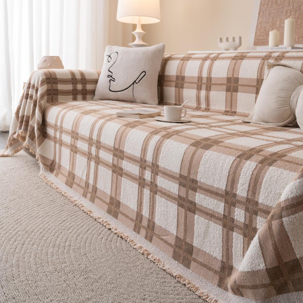 1 Stück Bambus-Stil Flauschige Warme Sofadecke mit Quasten, Sofabezug Decke für Wohnzimmer - Gemütliche Überwurfdecke für Sofas