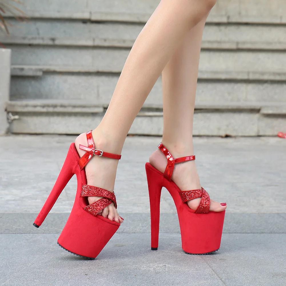 Fashion Hentiangao Nightclub Princess Shoes Pole Dance Model Runway Waterproof Platform Super High Heels Large Size High Heels Sandals