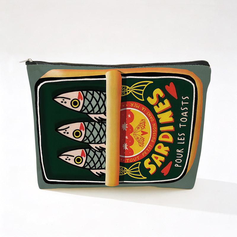 Bohemian Makeup Bag: Colorful Fish Print, Retro Style Cosmetic Travel Case