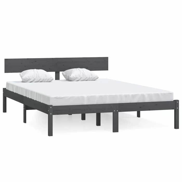 Maison Exclusive - Cadre de lit sans matelas bois massif gris 200x200 cm