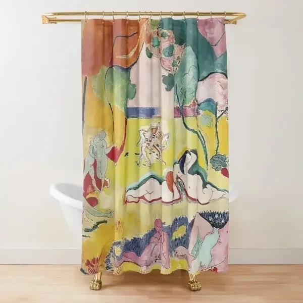 Abstract Matisse Flower Art Shower Curtain Modern Geometric Simple Aesthetic Pastel Boho Trendy Bathroom Curtain Decor with Hook