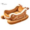Plush Puppy Bed for Indoor Use Christmas Sleigh Dog with Non Slip Base, Calming Pet Sofa Durable Cats Outdoor, Fun House Puppies Pressure Relief