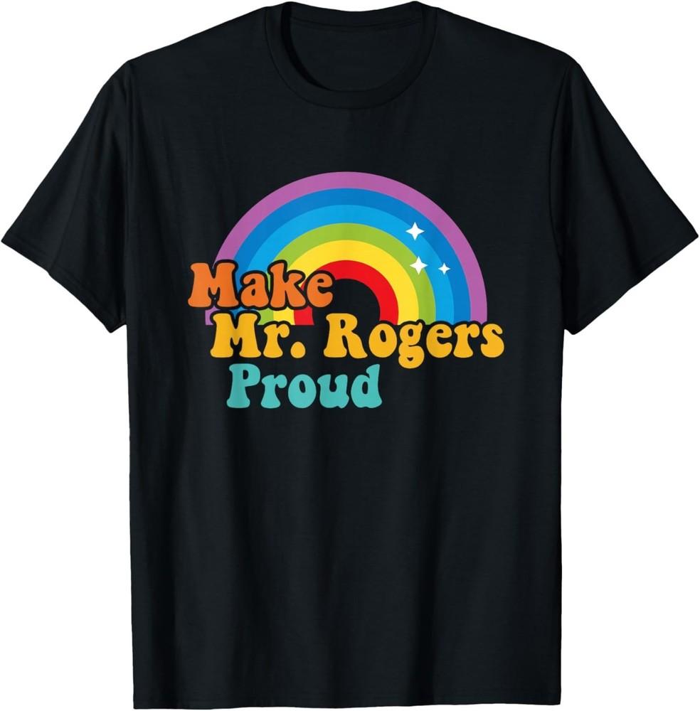 Make Mr. Rogers Proud Rainbow Design T-Shirt M
