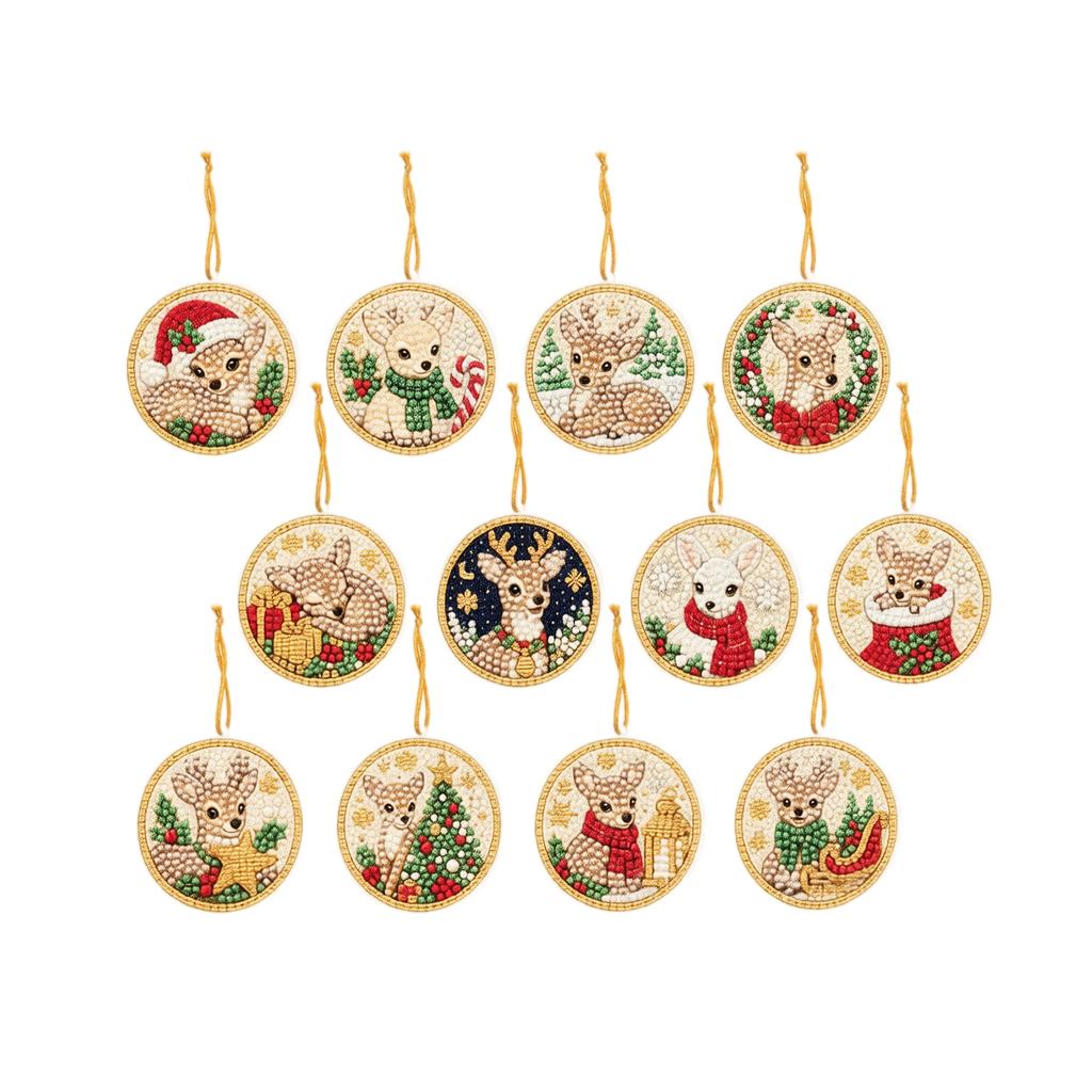 12-teilige Weihnachtshängeornamente, 2D-Flachdesign
