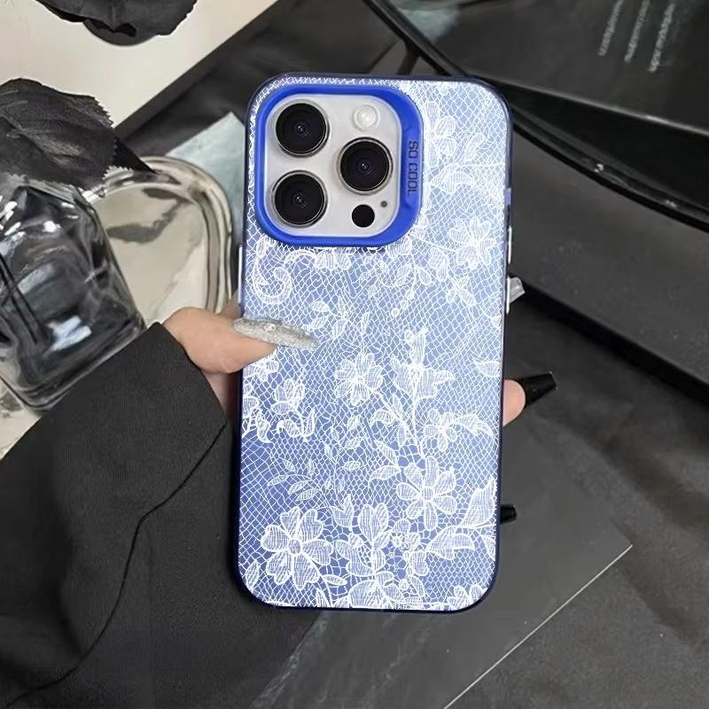 Weiße Spitze Blumenmuster Handyhülle Für iPhone 17 Pro Max 16 15 Pro 14 13 Mini 12 11 XR XS 17Air Plus Stoßfeste Rückabdeckung
