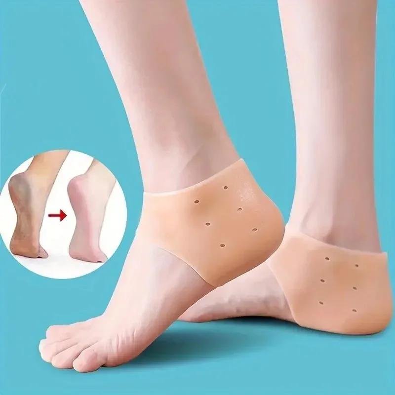1 Pair Silicone Heel Protector Protective Sleeve Heel Spur Pads For Relief Plantar Fasciitis Heel Pain Reduce Pressure On Heel