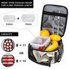 Black And White Flower Pattern Insulated Lunch Bag for Women Children Portable Food Boxes Thermal Lunch Box Tote