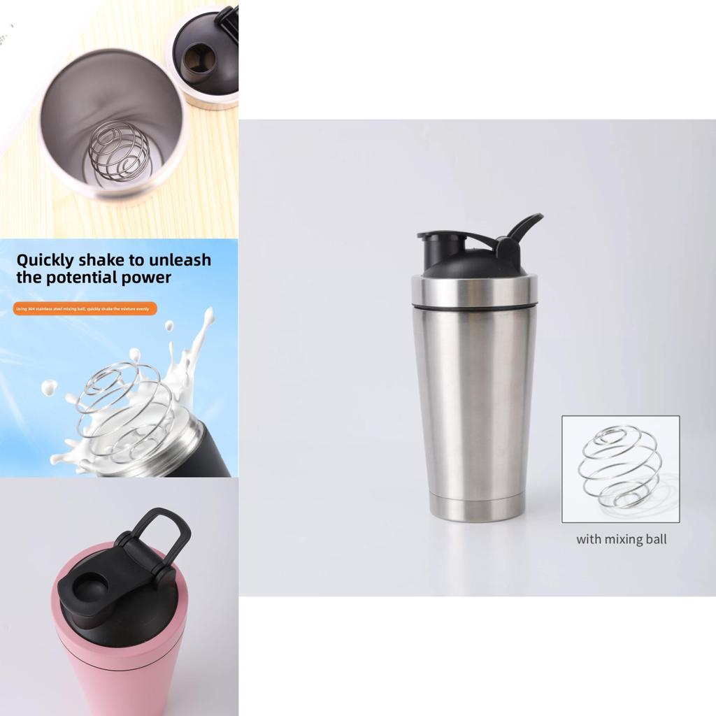 Double Layer Stainless Steel Shaker Bottle With Mixer Ball For Fitness Enthusiasts