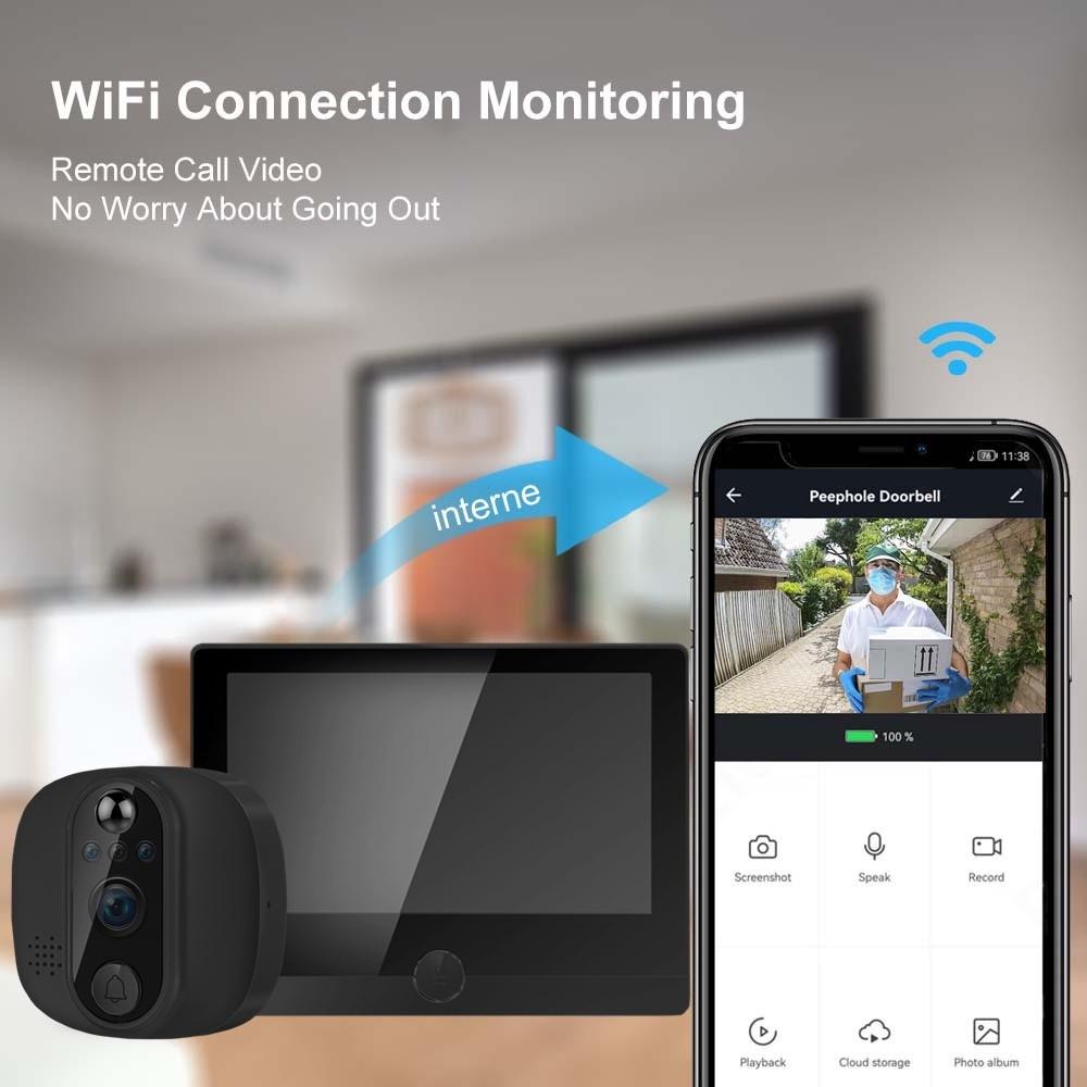 4.3 inch Smart Infrared Video Intercom Door Cameras Household Digital WiFi Video Door Ring Peephole Visual Intercom Doorbell