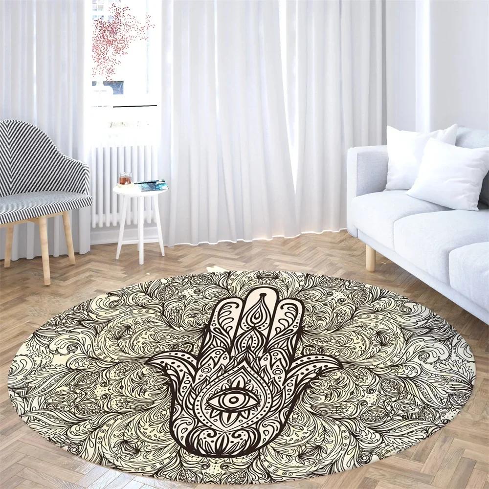 Psychedelic Boho Mandala Chakra Round Rug Meditation Carpet For Living Room Bathroom Circle Doormat Yoga Mats Bedroom Floor Mat