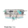8 Pieces of Beach Style Mixed Color Rice Bead Starfish Pendant Bracelet, Multi-layer Layered Artificial Crystal Zircon Bracelet