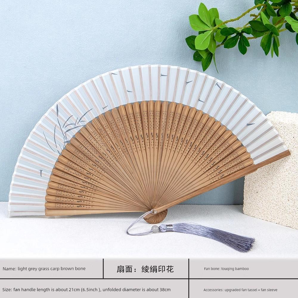 Chinese-Style Folding Fan, Creative Double-Section Fan, Hanfu Qipao Dance Fan, Women's Portable Folding Ancient-Style Small Fan