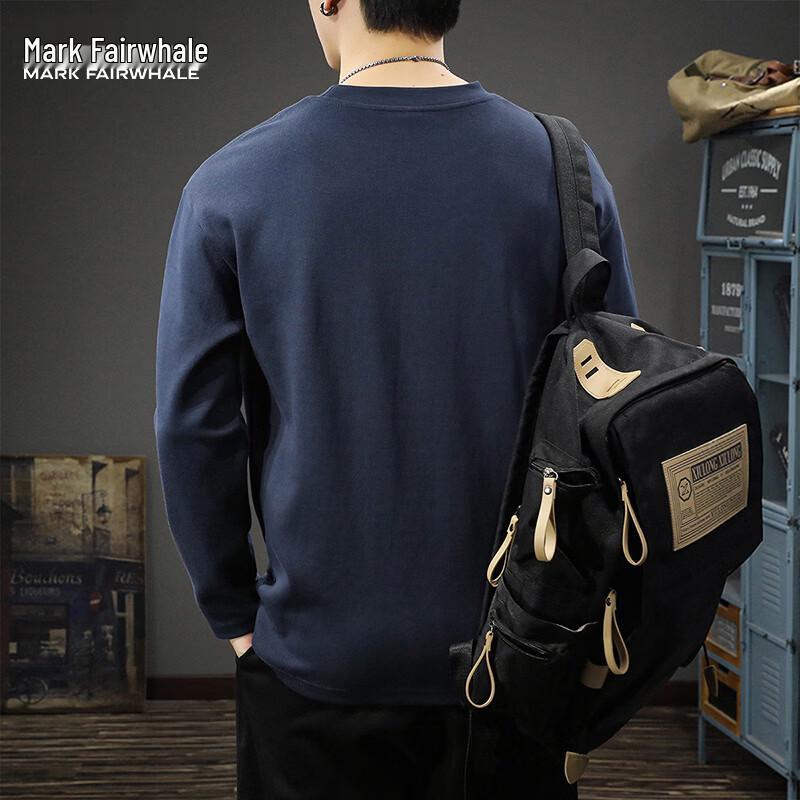 MARK FAIRWHALE Men's Casual Long Sleeve Round Neck Sweatshirt