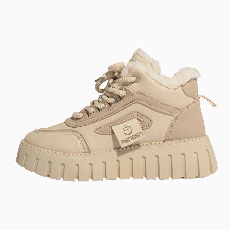 Sneakers Invernali da Donna con Tomaia Alta e Fodera in Pile - Suola Spessa, Caldi, Stivaletti da Neve Corti