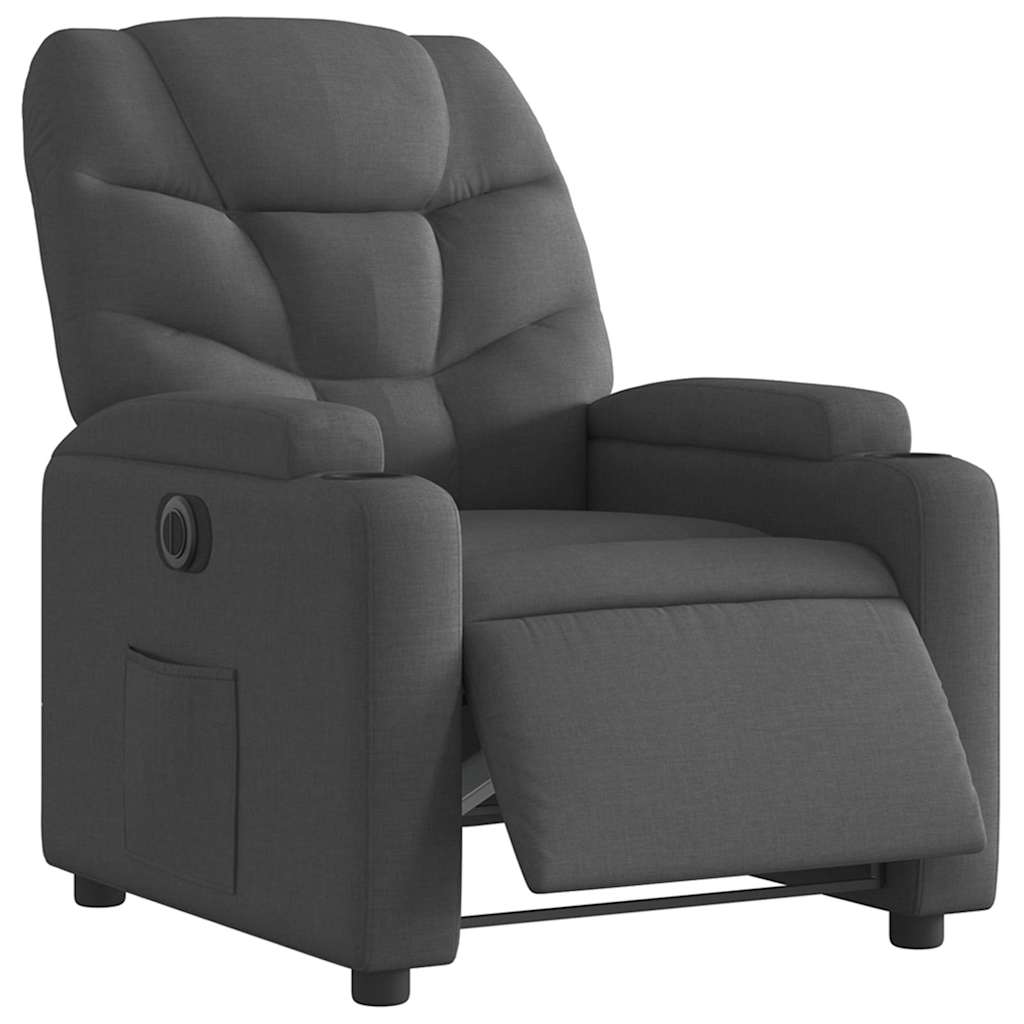 Electric Recliner Chair Dark Grey Fabric