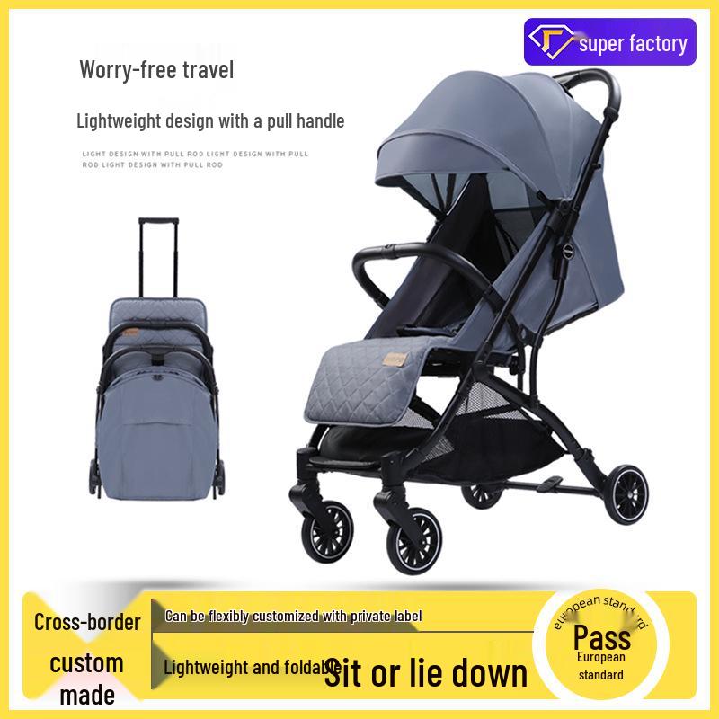

Hebao Lightweight Baby Stroller, Reclining & Shock-Absorbing for Ages 0-3. синий