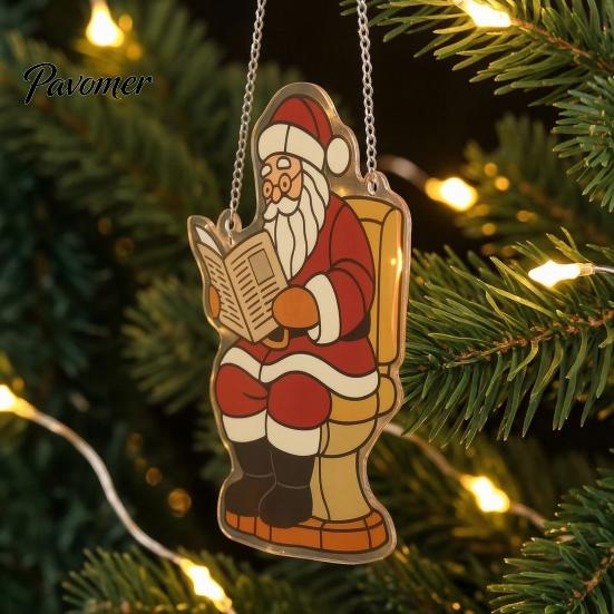 Easy to Hang Xmas Tree Ornaments Christmas Hanging Pendant with Chain, Lightweight Winter Wall Decor, Double-sided Indoor Festive Decorations Acrylic