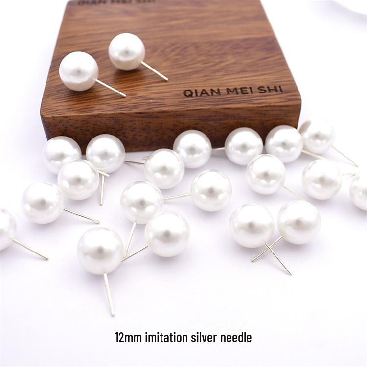 Boucles d'oreilles en argent imitation perle S925 – Design unique en forme de haricot rond pour femme