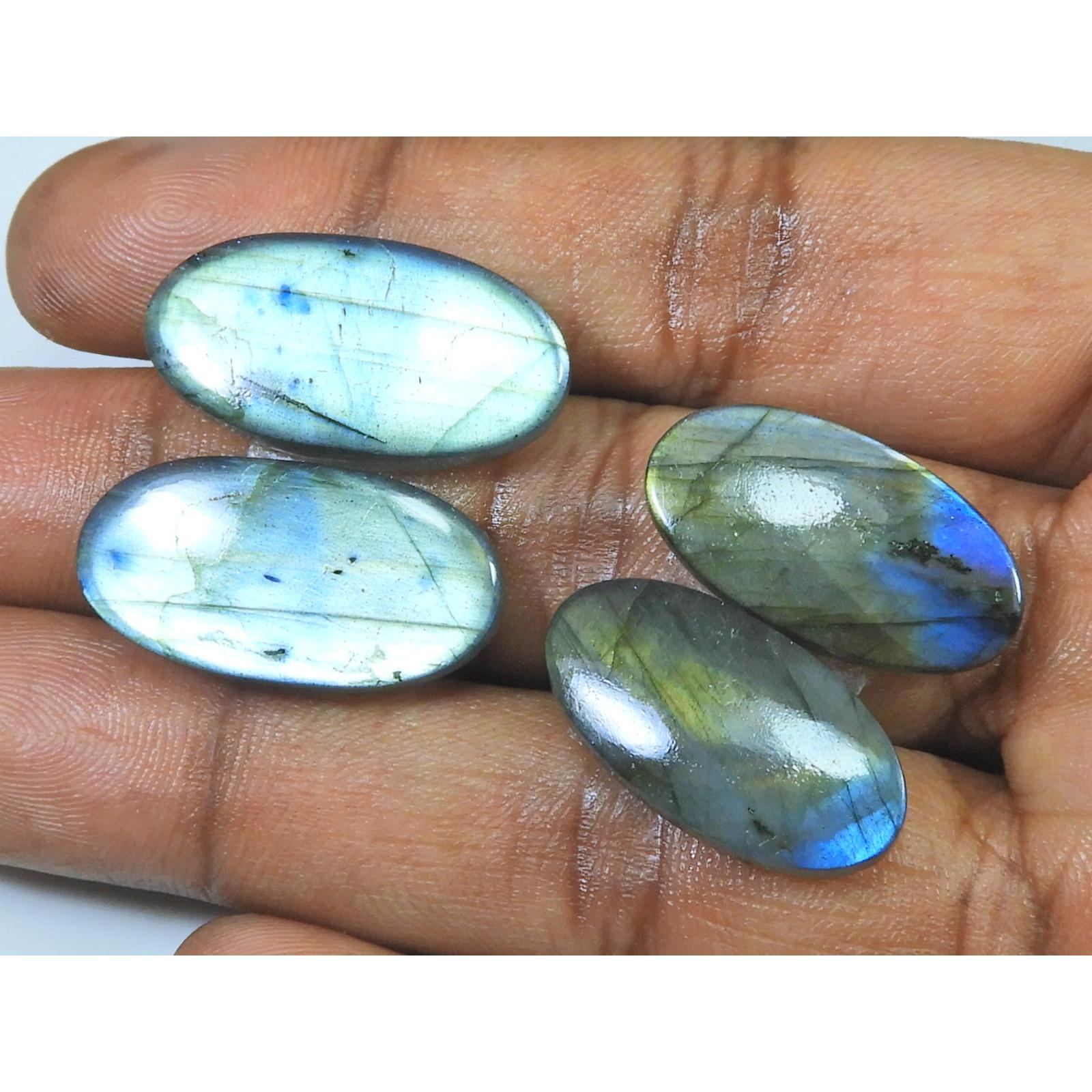 

57Cts. Natural Labradorite (24-26mm each) 02Pcs Oval Cabochon Matched Pair SK-3117