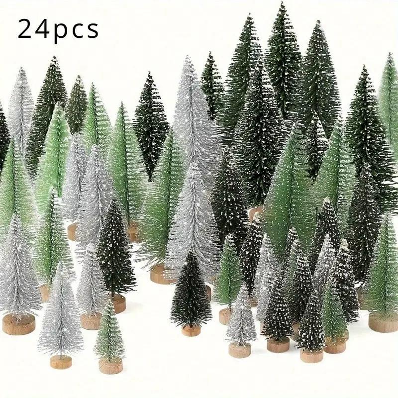 8/12pcs Mini Wooden Christmas Trees Artificial Christmas Tree For Xmas Tabletop Ornaments Christmas Decorations 2025 Navidad