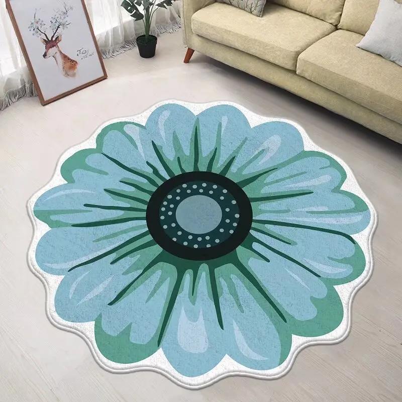 Nordische rutschfeste Matte Wohnzimmer Heimdekoration Blumenform Teppich Große Fläche Runder Flur Teppich Unregelmäßige Teppiche für Schlafzimmer