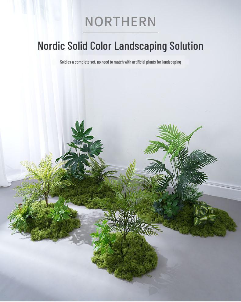 Luxury Faux Green Plant and Flower Decor - Indoor Moss and Grass Clusters for Elegant Landscaping.