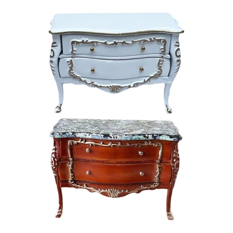 Puppenhäuser Ausstellung Nachttisch Weißes Holz Puppenhäuser Schubladenschrank Nachttisch Goldene Akzente