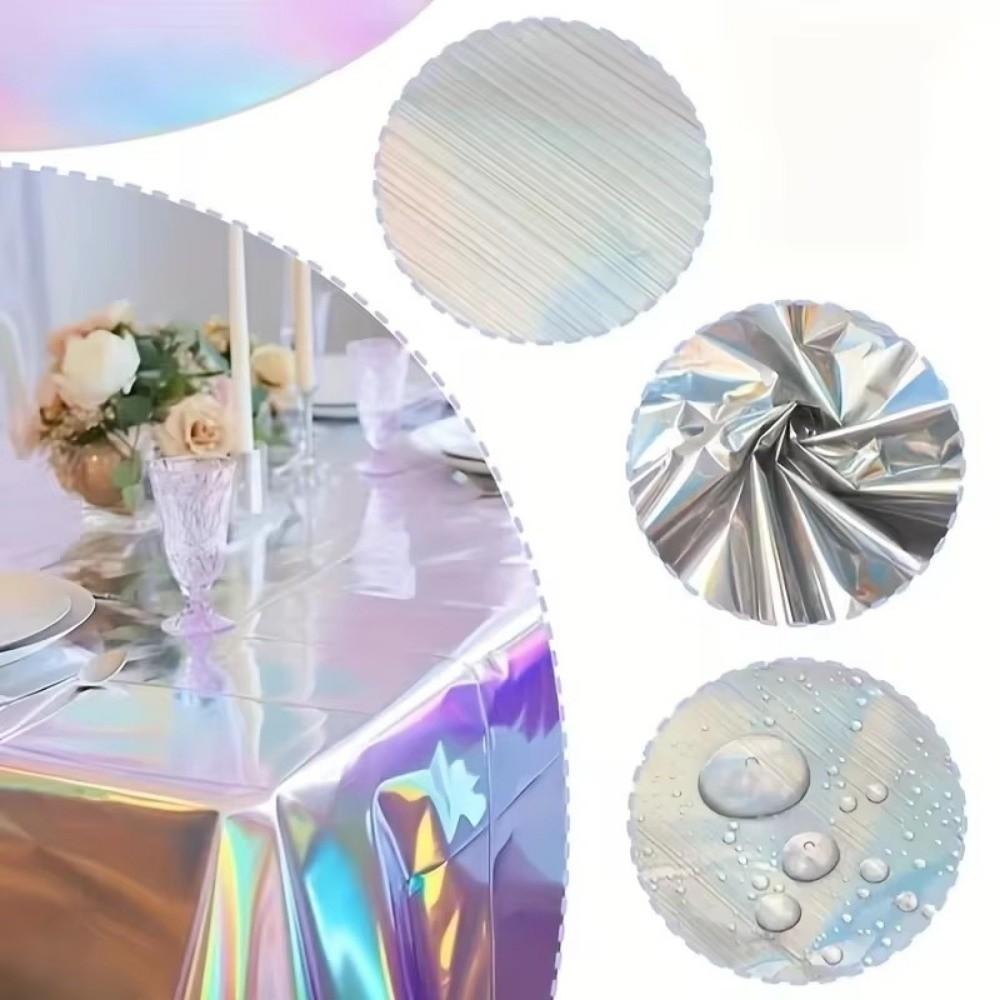 5PCS Rectangular Laser Disposable Tablecloth Shiny Iridescent Tablecloth Party Table Cover  Wedding