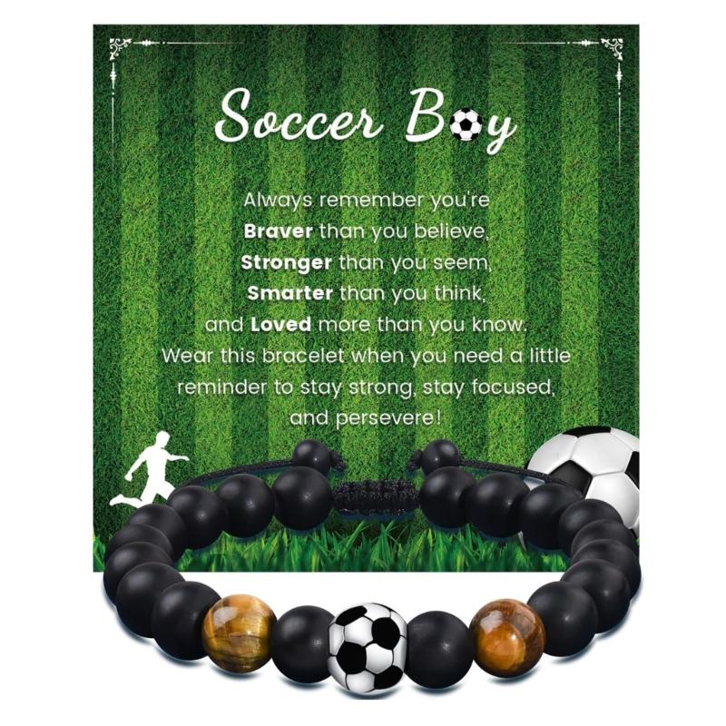 

Браслет из бусин на футбольную тематику, красочные стеклянные бусины, эластичный шнур, удобная спортивная бижутерия, подарок для фаната