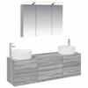 Bathroom Furniture Set 4 Pcs Grey Sonoma Engineered Wood and Glass