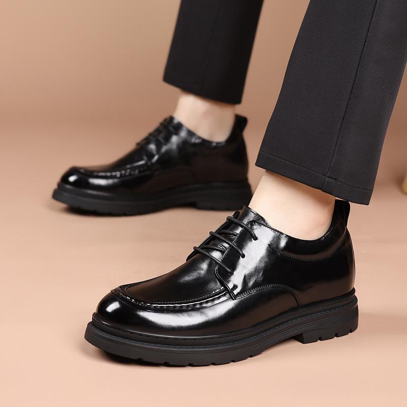 

Leather shoes men s sewing bags British casual shoes lace-up business commuter shoes thick-soled wear-resistant men s shoes inner heightening loafers 37