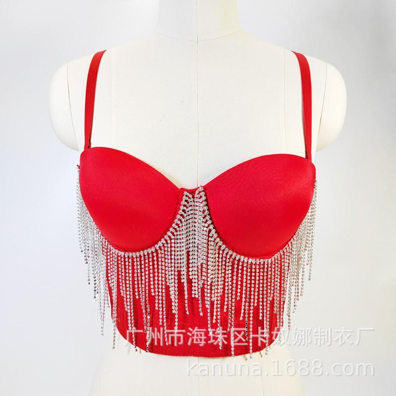 Black Friday Party Sexy Tassel Corset Top Push Up Backless Bustier Club