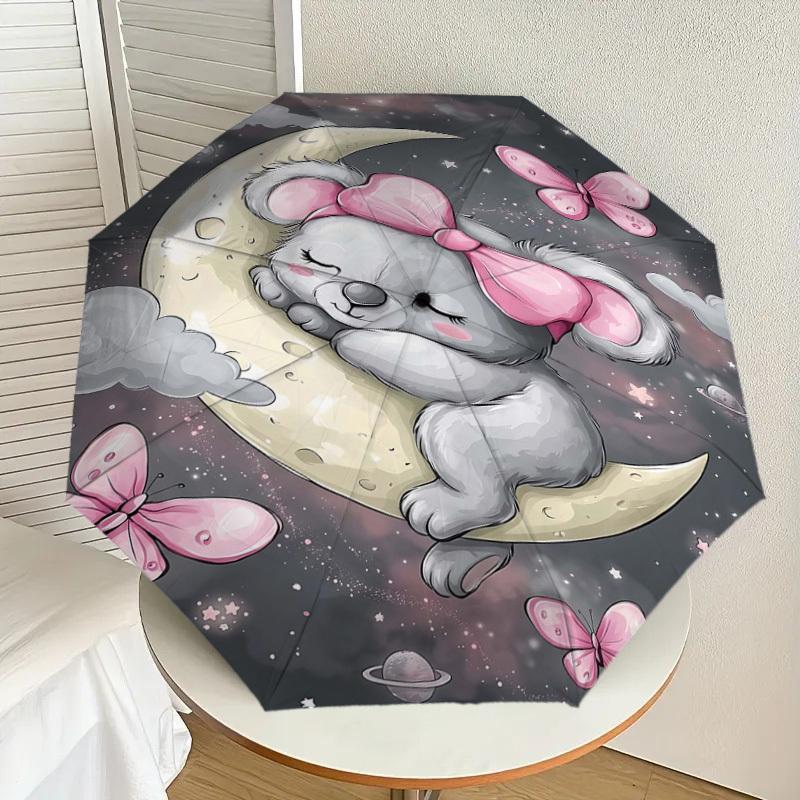 1PC Koala Moon Umbrella-8-Rib Reinforced Portable Folding Travel Suitable for All Seasons Outdoor Daily Use-Z0495