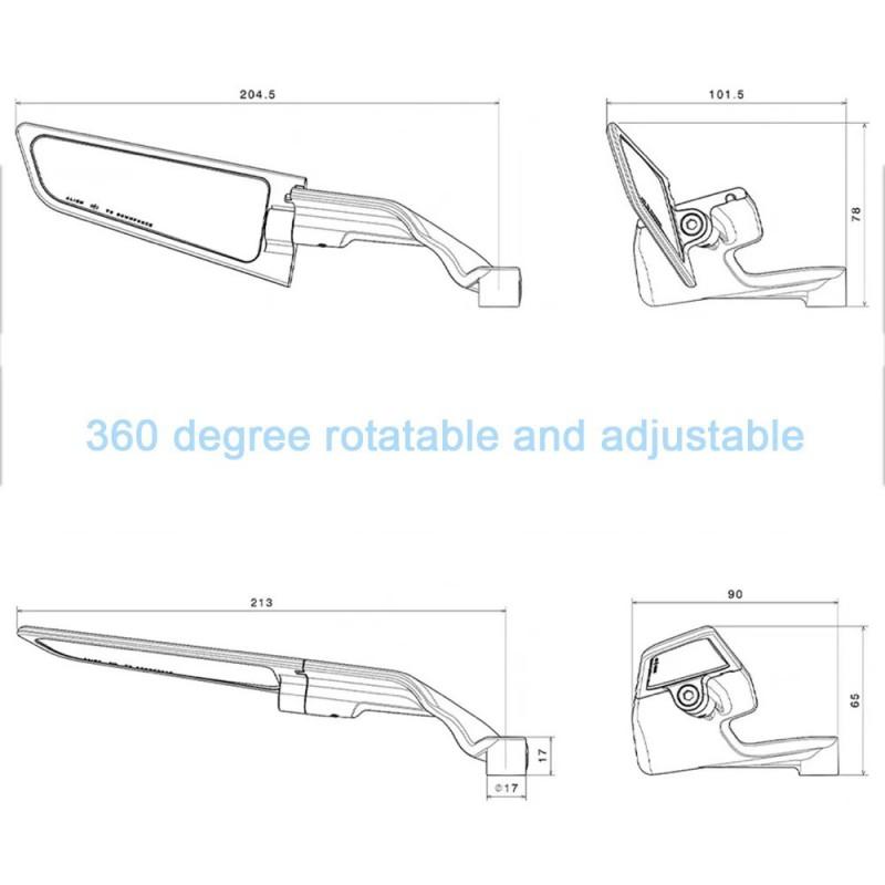 Universal Motorcycle Rearview Mirror With Windshield Wing Kawasaki Yamaha Honda Ducati 8mm 10mm Aluminum Frame Square